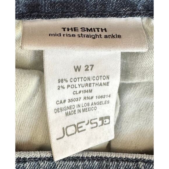 Joe's The Smith Straight Ankle Jeans Blue Denim Applique Ripped Size 27 - Picture 14 of 14